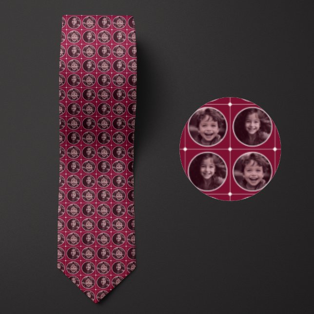 Burgundy Round 2-Photo Pattern Tie (Creator Uploaded)