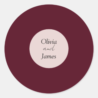 Burgundy Round Floral Wedding Envelope Sticker
