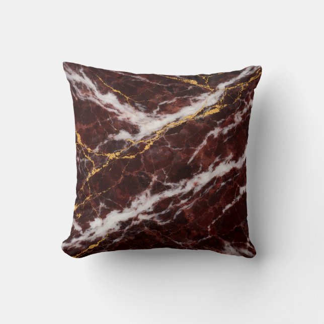 Burgundy Royale Marble with White & Gold Veining Cushion (Front)