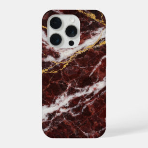Burgundy Royale Marble with White & Gold Veining iPhone 15 Pro Case