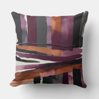 Burgundy, Rust and Black abstract Cushion