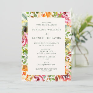 Burgundy Rustic Botanical Watercolor Wedding Invitation