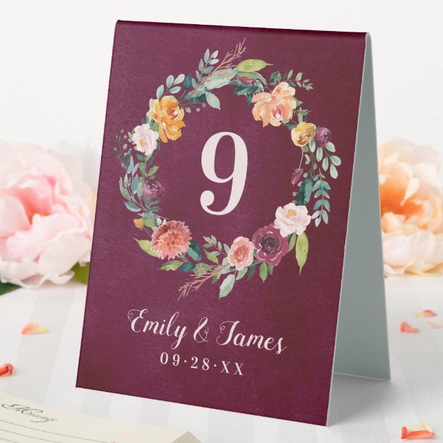 Burgundy Rustic Fall Floral Wedding Monogram (In SItu (Wedding))