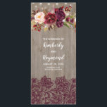 Burgundy Rustic Floral Wedding Programs<br><div class="desc">Marsala flowers and lace rustic wedding programs</div>