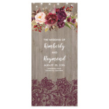 Burgundy Rustic Floral Wedding Programs