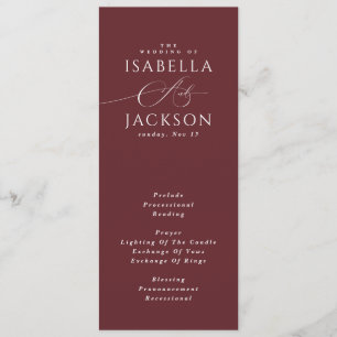 Burgundy Rustic Outdoor Wedding Program