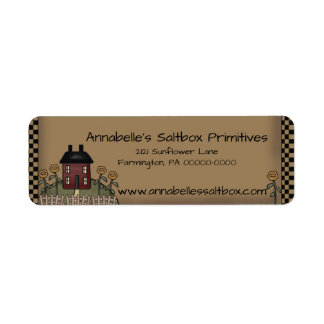 Burgundy Saltbox & Sunflowers Personalised Address Return Address Label