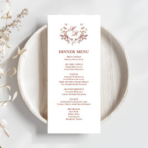 Burgundy Script Classic Wedding Dinner Menu