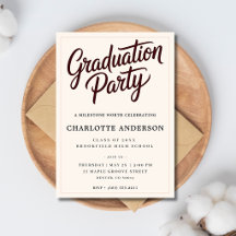 Burgundy Script Graduation Party Invitation