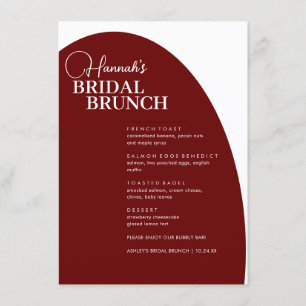 Burgundy Script Minimal Bridal Brunch Menu