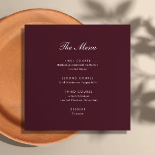 Burgundy Script Tuscan Villa Wedding Menu