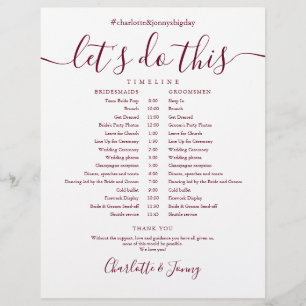 Burgundy Script Wedding Schedule Timeline