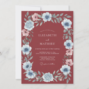 Burgundy Seraphic Floral Wedding Invitation