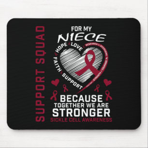 Burgundy Sickle Cell Awareness Items Niece Support Mouse Pad