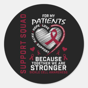 Burgundy Sickle Cell Awareness Items Nurse Patient Classic Round Sticker