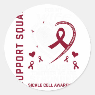 Burgundy Sickle Cell Awareness Items Wife Support  Classic Round Sticker