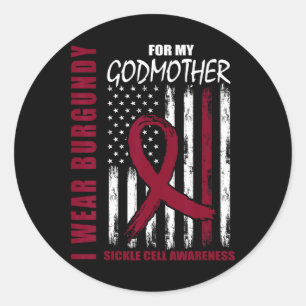 Burgundy Sickle Cell Awareness Shirt Godmother Ame Classic Round Sticker