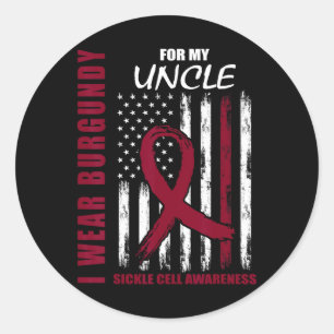 Burgundy Sickle Cell Awareness Shirt Uncle America Classic Round Sticker