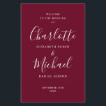 Burgundy Signature Script Wedding Program<br><div class="desc">Burgundy signature script wedding program featuring chic modern typography,  this stylish wedding program can be personalised with your special wedding day information. Designed by Thisisnotme©</div>