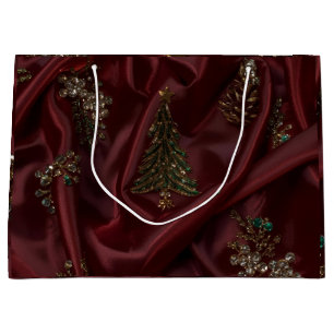 Burgundy Silk-Look Diamond  Large Gift Bag