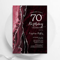 Burgundy Silver Agate 70th Birthday