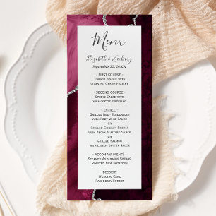 Burgundy Silver Agate Wedding Menu