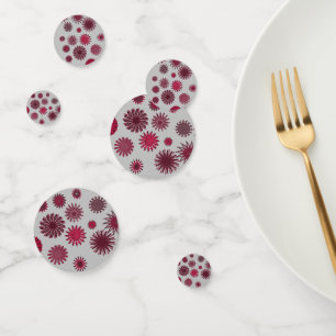 burgundy & silver flowers confetti
