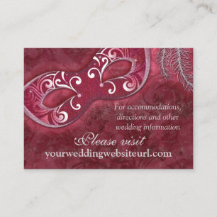 Burgundy Silver Masquerade Ball Wedding Website Enclosure Card