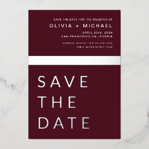 Burgundy Silver Save the Date Elegant 