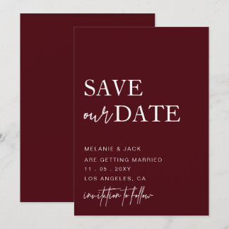 Burgundy Simple Calligraphy Save The Date
