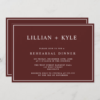 Burgundy Simple Chic Rehearsal Dinner Invitation