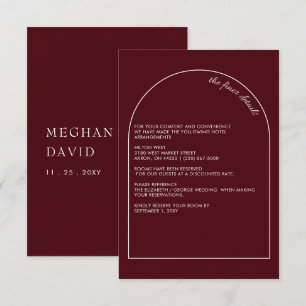 Burgundy Simple Elegant Modern Arch Wedding Enclosure Card