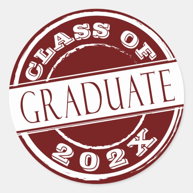 Burgundy Simple Graduate  Classic Round Sticker (Front)
