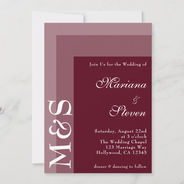 Burgundy Simple Modern Chic Script Wedding Invitat Invitation (Front)