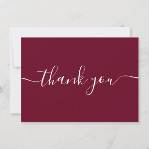 Burgundy Simple Modern Elegant Script Thank You Card