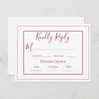 Burgundy Simple Modern Wedding RSVP Postcard