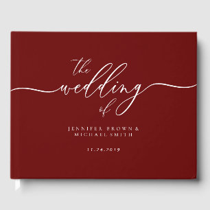 Burgundy Simple Modernist Formal Wedding Guest Book
