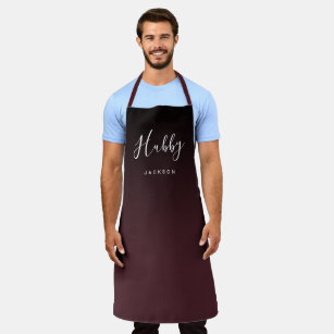 Burgundy simple personalised hubby apron