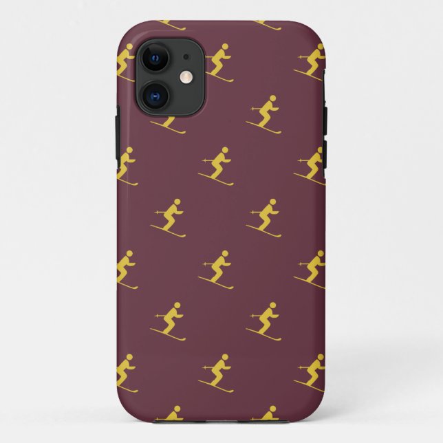 Burgundy Skier Case-Mate iPhone Case (Back)