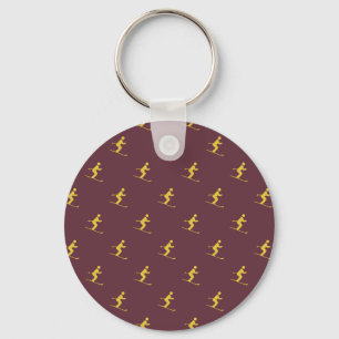 Burgundy Skier Key Ring