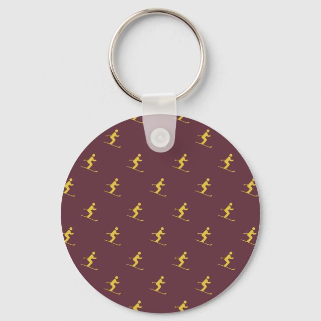 Burgundy Skier Key Ring (Front)
