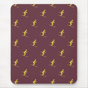 Burgundy Skier Mouse Pad