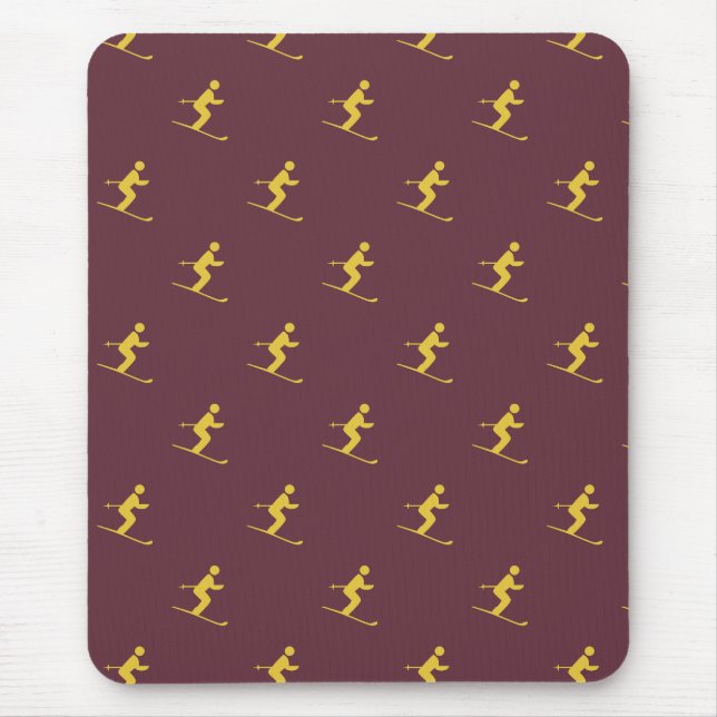 Burgundy Skier Mouse Pad (Front)