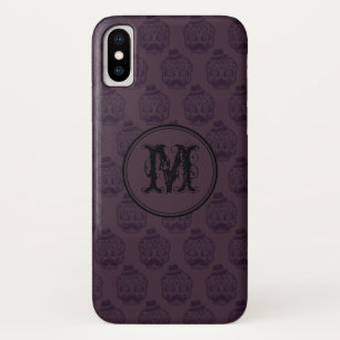Burgundy Skull Halloween Personalised Monogram iPhone X Case