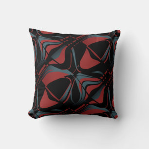 Burgundy Slate Blue on Black Slanted Art Print Cushion