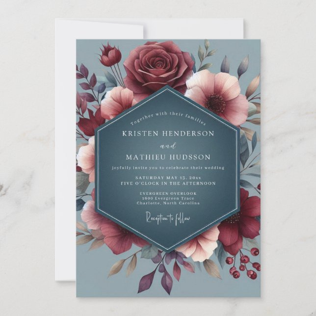 Burgundy Slate Vesper Wedding Invitation (Front)