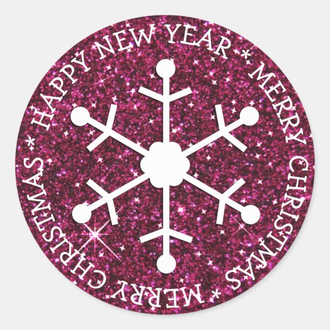 Burgundy Snowflake Merry Christmas Sticker (Front)