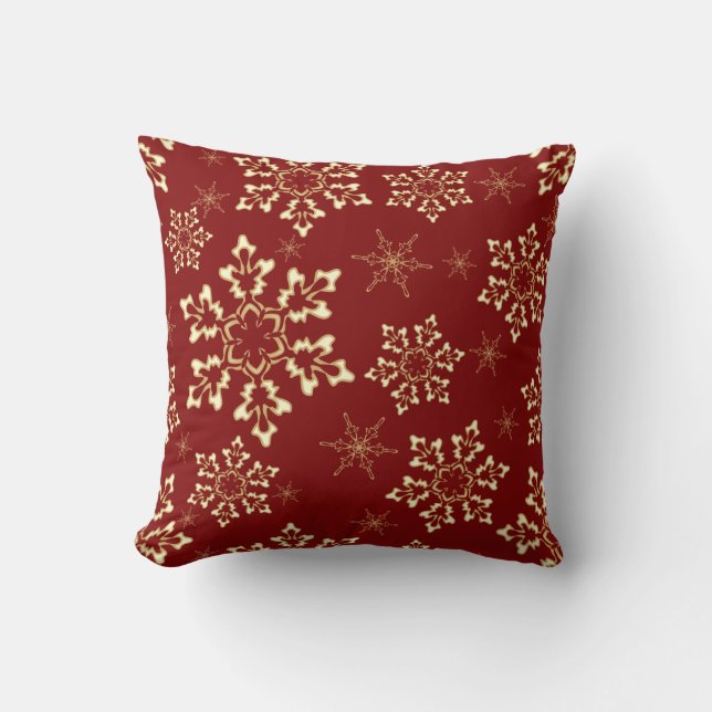 Burgundy snowflakes cushion (Front)