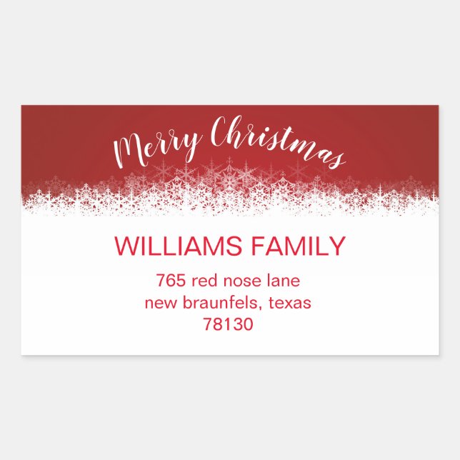 Burgundy Snowflakes Return Address Label (Front)