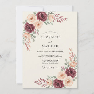 Burgundy Soft Bloom Wedding Invitation
